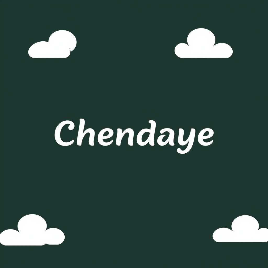 The image features a minimalist design with the word 'Chendaye' centered on a dark green background flanked by simple white cloud shapes at the corners.