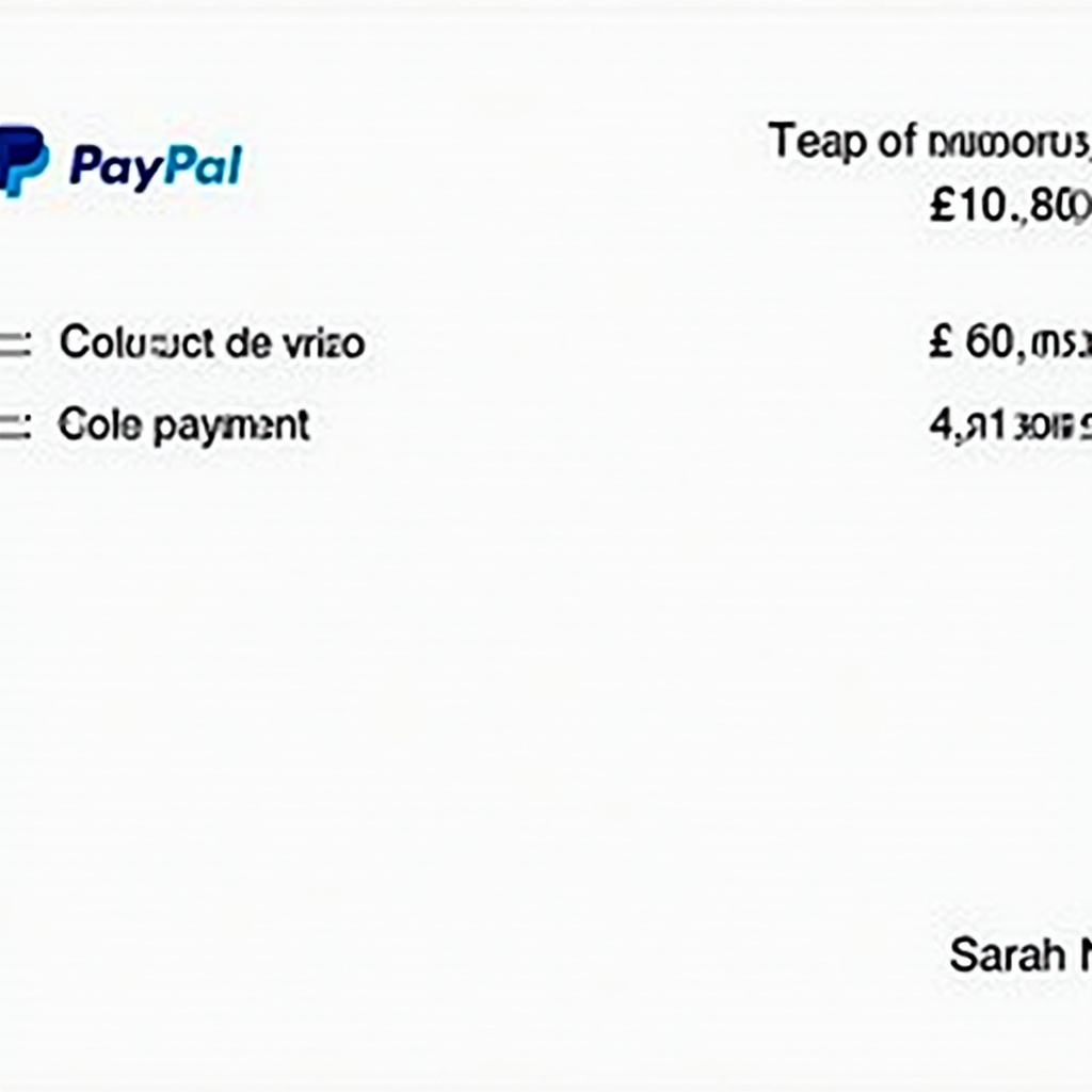 Payment confirmation document from PayPal. Transaction amount is 16,880. Payment directed to Sarah N. Document has clear layout and design common to PayPal receipts. Emphasis on readability and clarity.