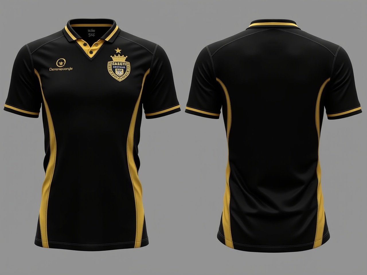 This image showcases a cricket jersey designed with a sleek black theme. The jersey features a hint of golden color, enhancing its elegance and appeal. It is tailored for both comfort and style, suitable for players and fans alike. The golden accents add a modern touch to the traditional cricket attire. Perfect for showcasing team spirit with a fashionable flair.