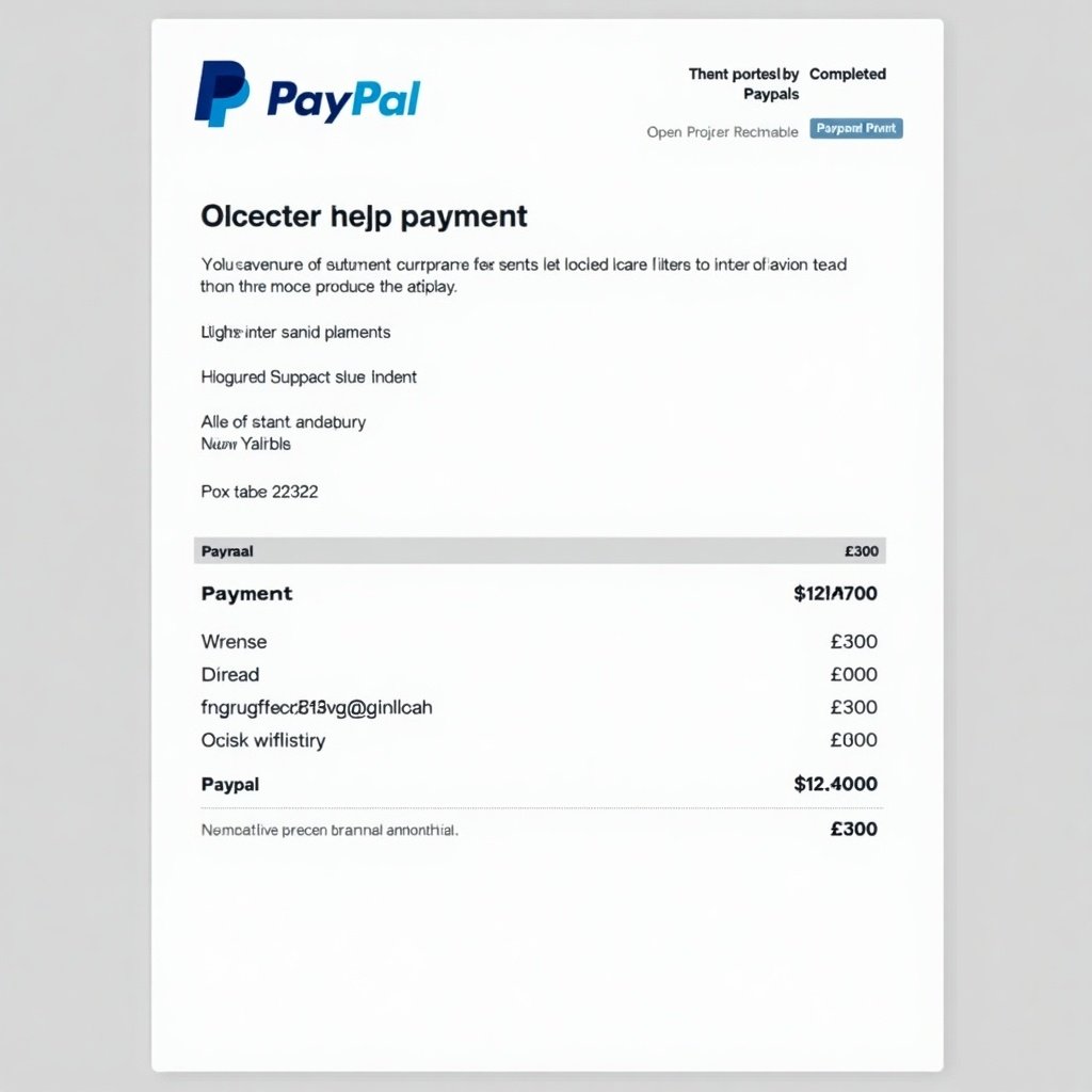 Image shows a PayPal payment document. Receipt displays payment information with clear layout. Completed payment amount is £300.