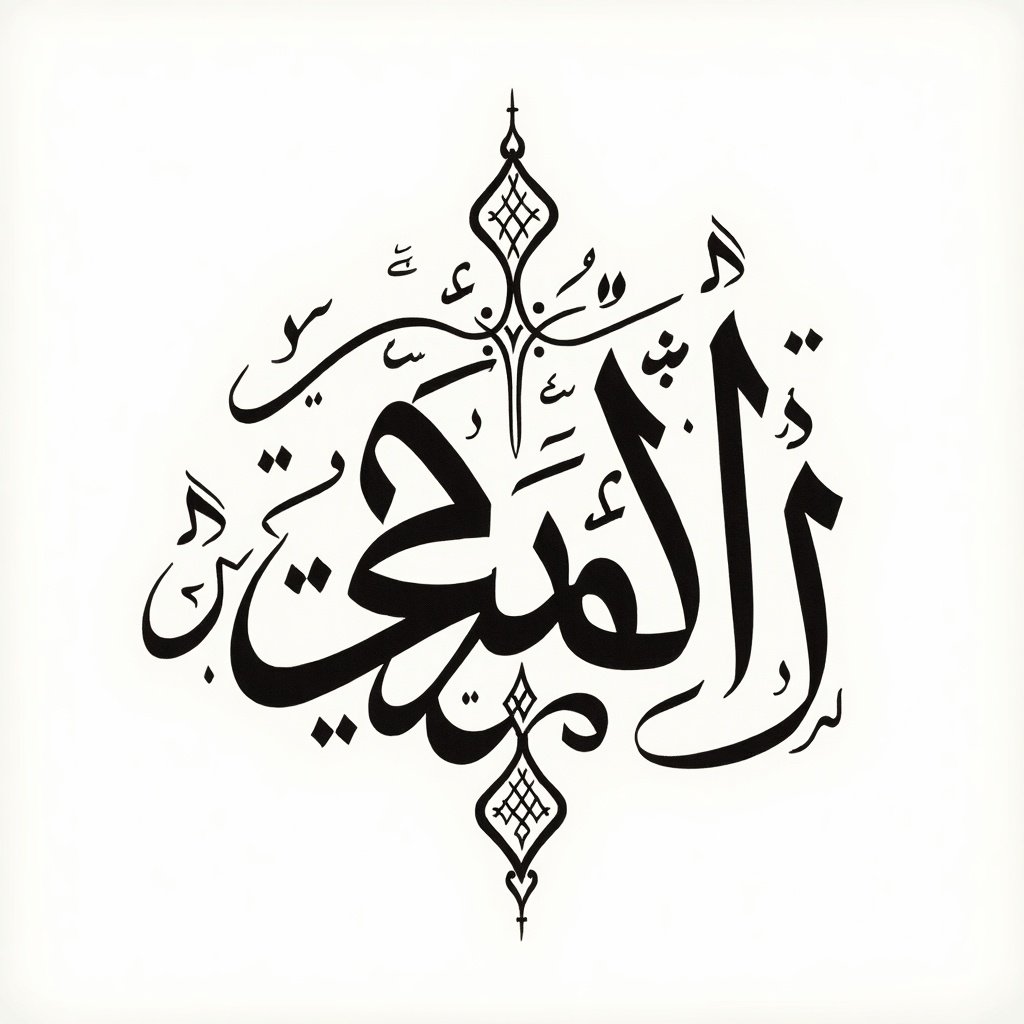 Calligraphy art created using the Diwani style. Emphasis on elegance and intricate design. Beautiful representation of Arabic script. Text conveys deep meaning about contentment and life's fleeting nature.