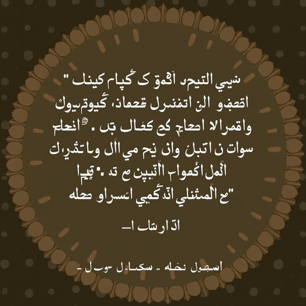 Hadith from Umar ibn Al-Khattab. The text is about intentions in actions. Featured Arabic calligraphy in a decorative design. Warm brown background enhances text clarity. Balanced composition with calligraphic focus.