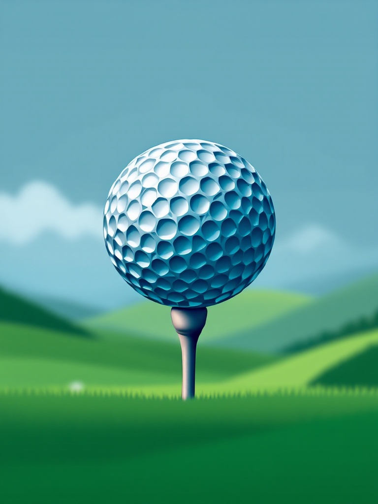 Logo design for a golf technology company. Logo features a stylized golf ball. Golf ball composed of interconnected geometric shapes. Color palette includes deep blue and metallic silver. Style is modern and clean. Aimed at tech-savvy golfers. No traditional golf imagery present. Communicates cutting-edge technology and advanced analytics in golf.