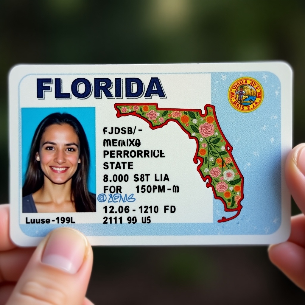 Make a realistic image of a Florida driver's license.