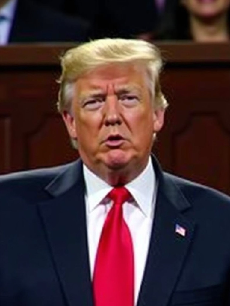 Image of a speaker in a suit with a red tie. Background shows attentive audience. Emphasis on the individual speaking.