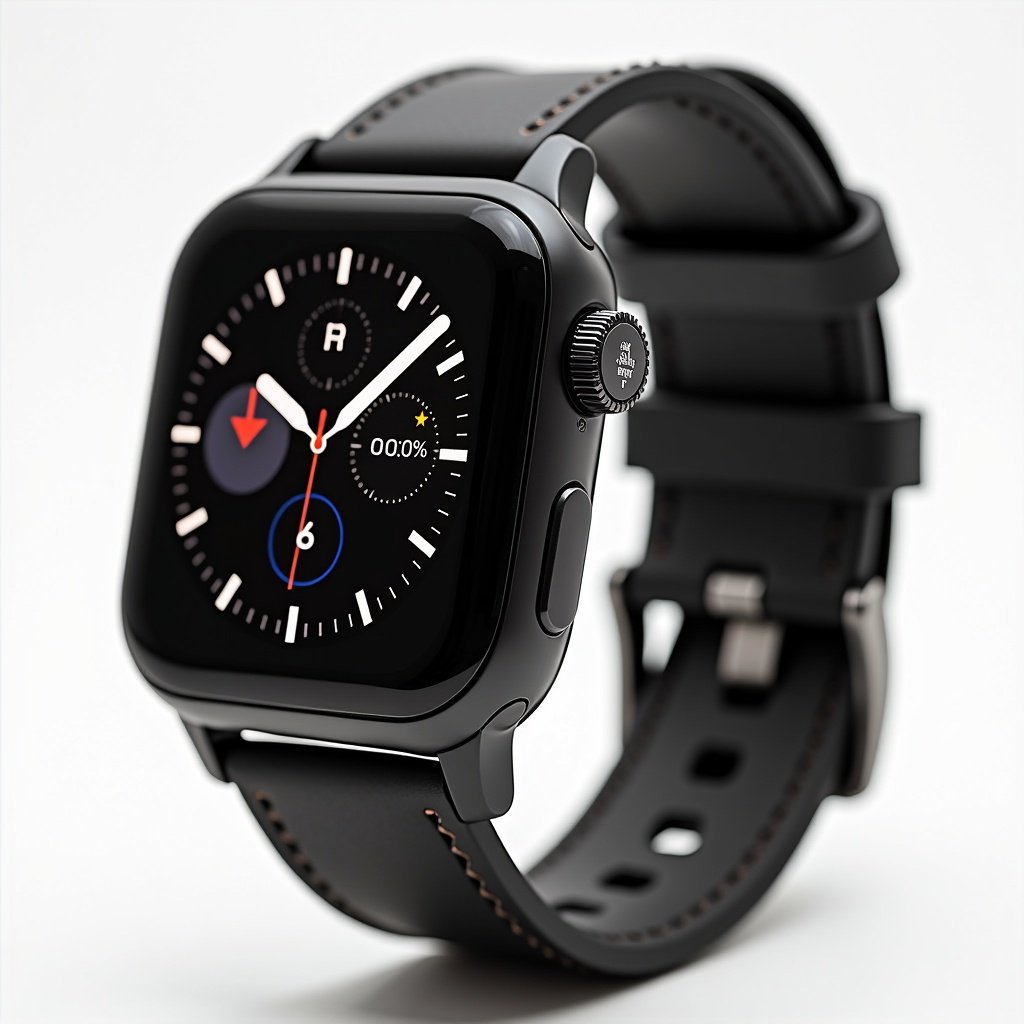 Unique design of a smart watch displayed on a light background with a focus on the watch face and strap