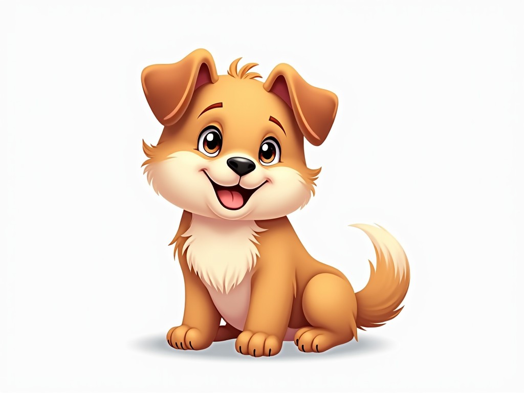 Cute cartoon puppy with a happy expression