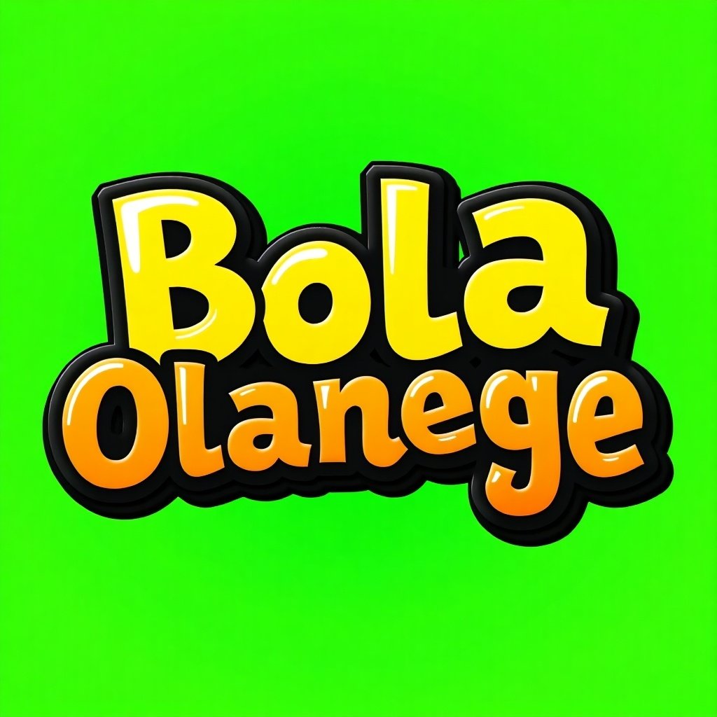 Features bold text spelling 'Bola Olanlege' in playful cartoon-style font. Text prominently displayed against bright green background. Distinctive black and yellow outline enhances visibility. Design is vibrant and energetic. Suitable for social media and branding.