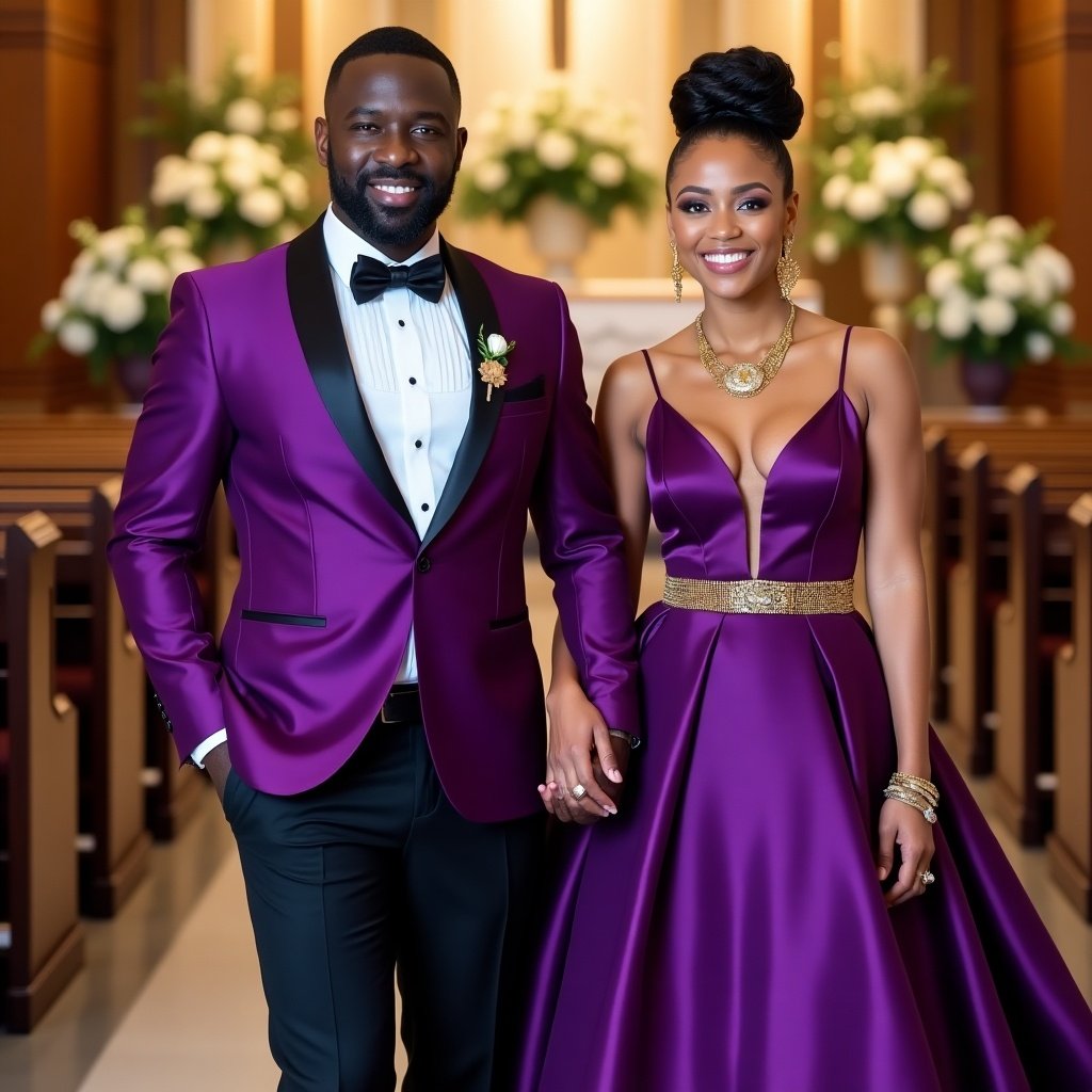 Purple tuxedo wedding hotsell