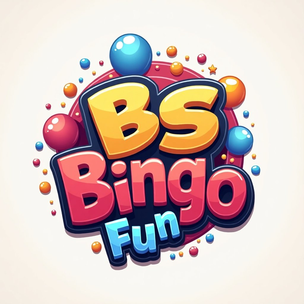 The image showcases a vibrant and playful logo for an online multiplayer game named BS Bingo Fun. The design incorporates bright colors like red, blue, yellow, and orange, making it visually appealing. Bold, rounded typography spells out 'BS Bingo Fun,' positioned on a colorful background with playful bubble elements surrounding it. The overall look is engaging and exciting, perfect for attracting players to the game. This logo encapsulates the fun and social aspects of playing bingo online, suggesting a community experience.