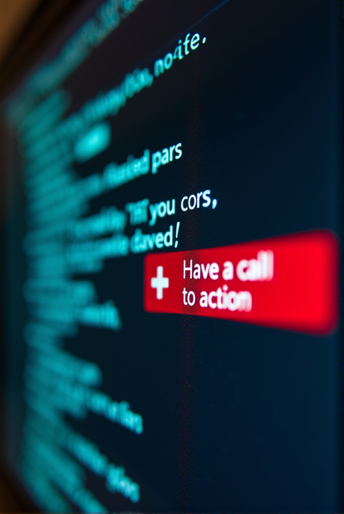 A computer screen shows text with a red button that says 'Have a call to action.'