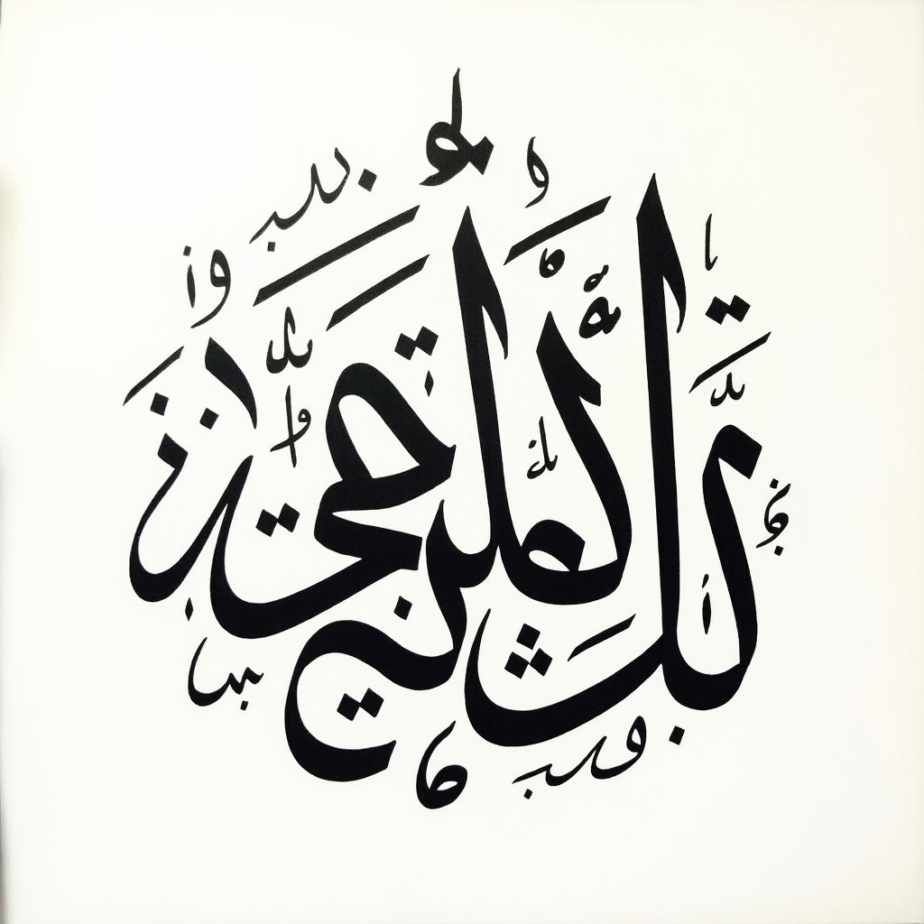 Handwritten Arabic calligraphy featuring the name 'رِضْوَانُ اللهِ' in a circular or boxed format that fills the entire area.