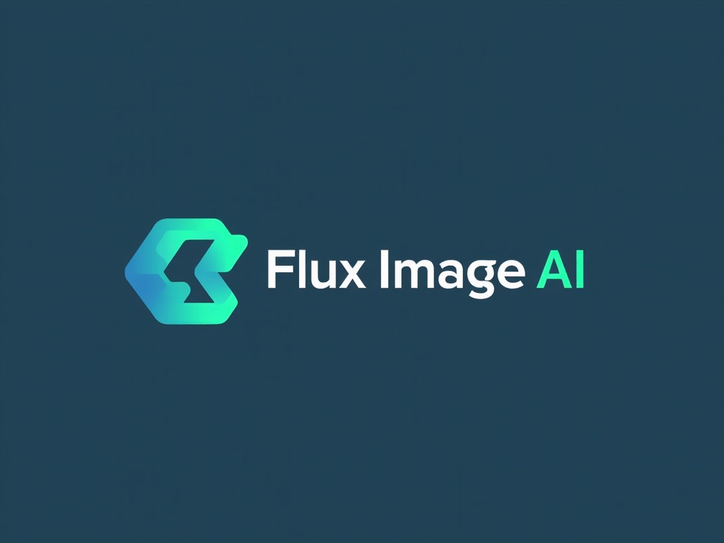 The image features the logo for Flux Image AI, displayed prominently against a dark blue background. The logo combines modular shapes and a clean font to convey a modern and innovative vibe. The colors used are teal and white, suggesting technological advancement and creativity. The overall design is sleek and minimalistic, aiming to attract a tech-savvy audience. This branding is suitable for applications in artificial intelligence and digital solutions.