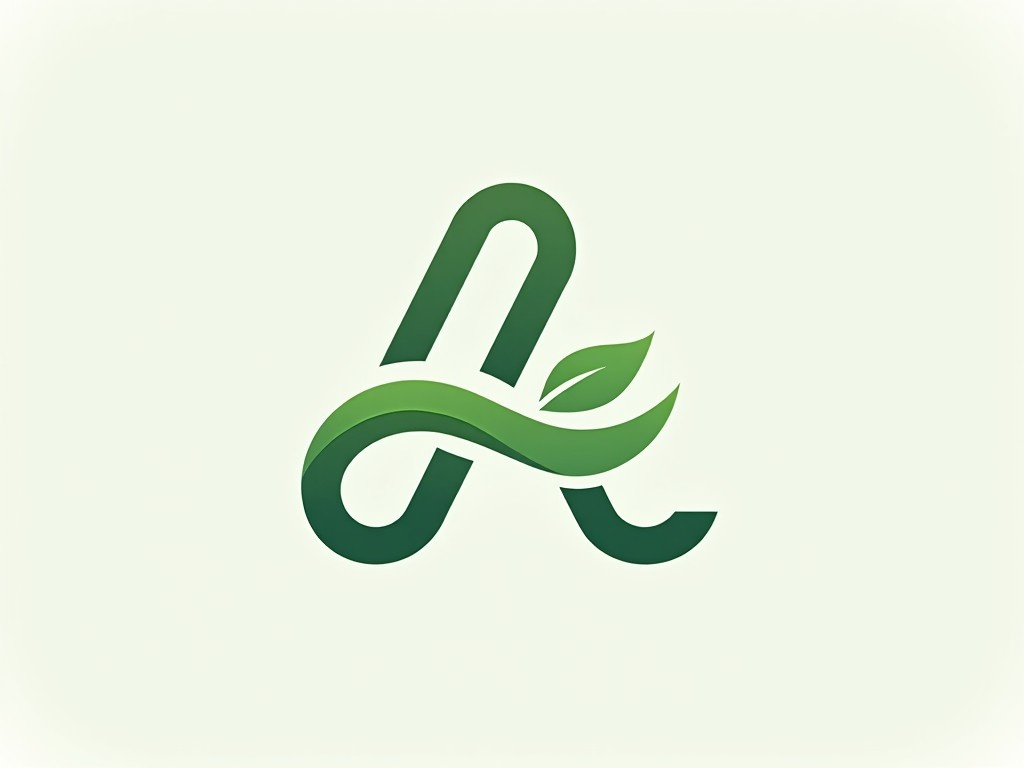 Create a logo for an environmental consultancy firm named ACED Miljø. The design should creatively form the letter 'A' while incorporating elements that convey sustainability. Use a minimalistic style to keep the logo simple yet memorable. The color palette should consist primarily of greens to reflect an eco-friendly identity. A leaf motif can be integrated into the design to further emphasize the commitment to nature and sustainability.