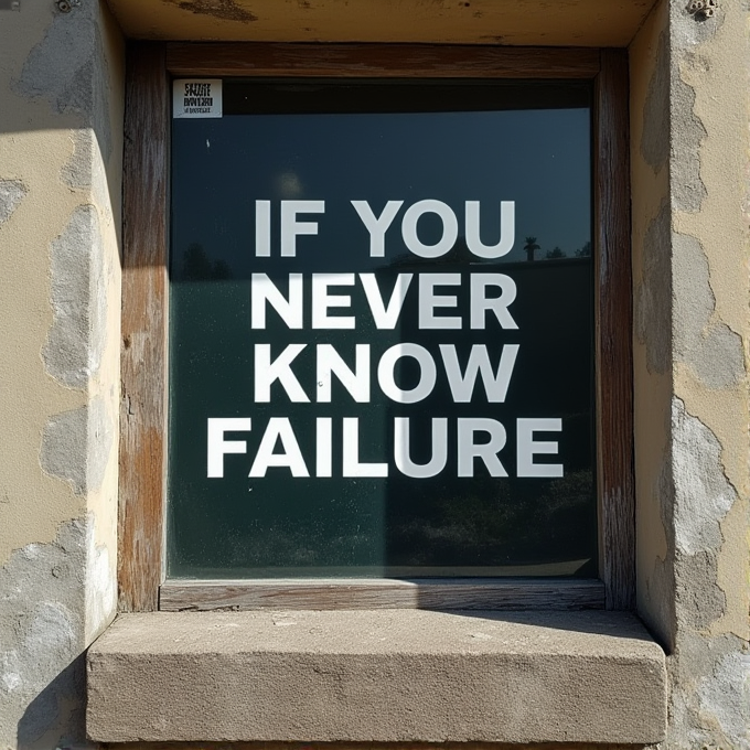 A window with a motivational message reflecting the outside scenery.