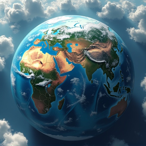 A bird's eye view of the world shows continents in a flat-earth style. Earth appears as a globe surrounded by clouds. Colorful geography is visible.