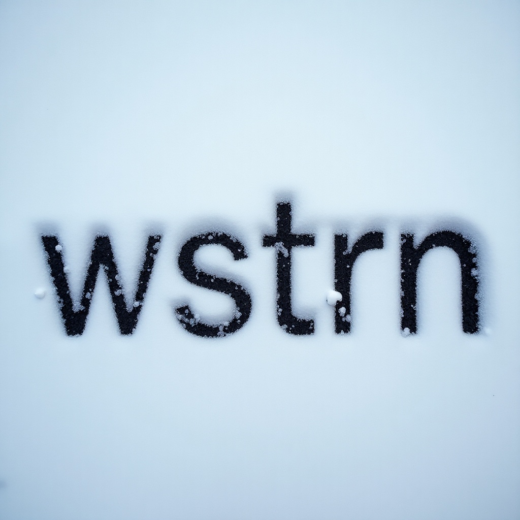 'wstrn' written in the snow. The text is clear and stands out against a white background.