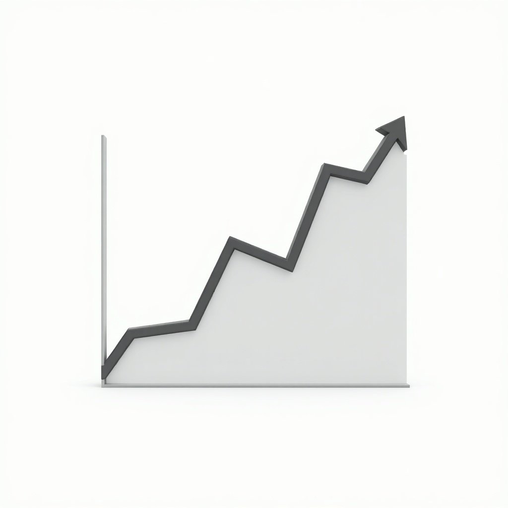 A graphic illustrating an upward trend in a chart. The chart displays a steady increase, indicated by a line graph. The design is minimalist and professional with a neutral background.