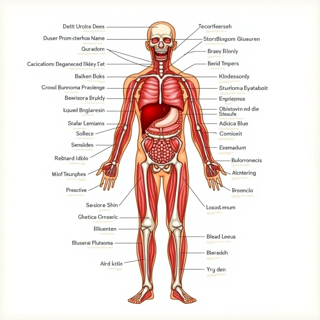 Cover page depicting human physiology highlighting anatomy and body systems with labels. Colorful and informative illustration suitable for educational purposes. This image depicts a cross-section of human skin.