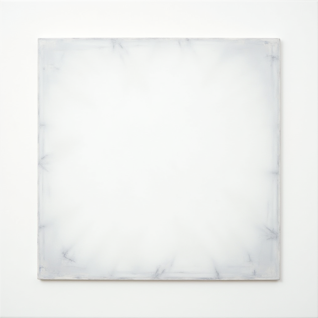 A soft white square canvas with subtle grey shading along the edges.