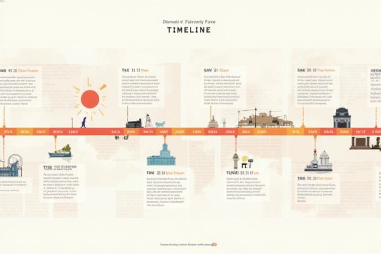 Illustrate a timeline showing significant events. Include icons for each event. Use a warm color palette for a friendly look. Keep the layout clean with readable text. Focus on clarity and informative design.