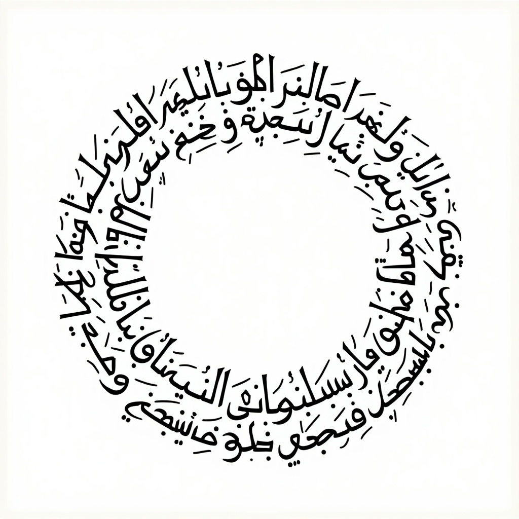 Handwritten Arabic calligraphy of names arranged in a circular format. Names integrated seamlessly.