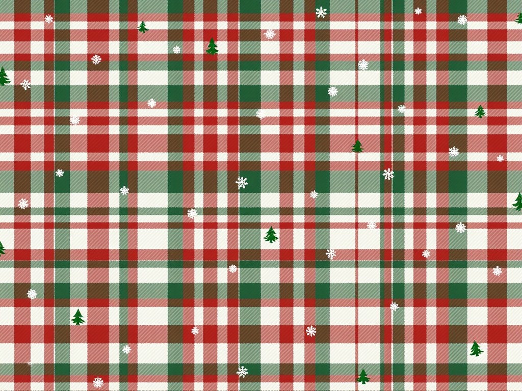 This image features a Christmas plaid seamless pattern filled with festive elements. The colors primarily include red and green with white accents. Small trees and snowflakes are scattered across the pattern. The design is bright and vivid, suitable for holiday-themed products. This pattern can be used in various applications like textiles, decorations, or gift wrapping. Its seamless nature makes it ideal for continuous print designs.