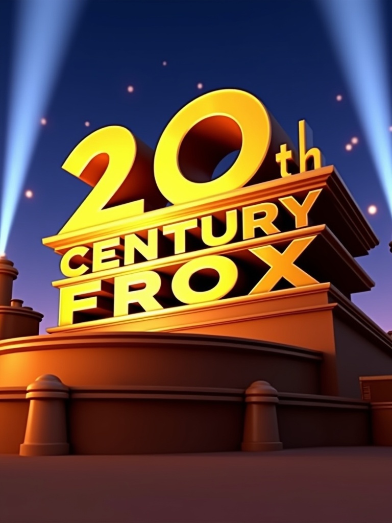 The image shows the 20th Century Fox logo. The text normally displayed is changed to '16th January Pictures'. The logo has a golden color and is surrounded by dramatic lighting. The background is a gradient of blue and purple.