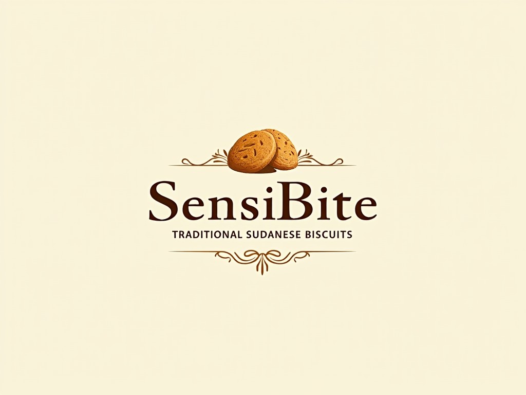 a logo design for SensiBite, featuring traditional Sudanese biscuits