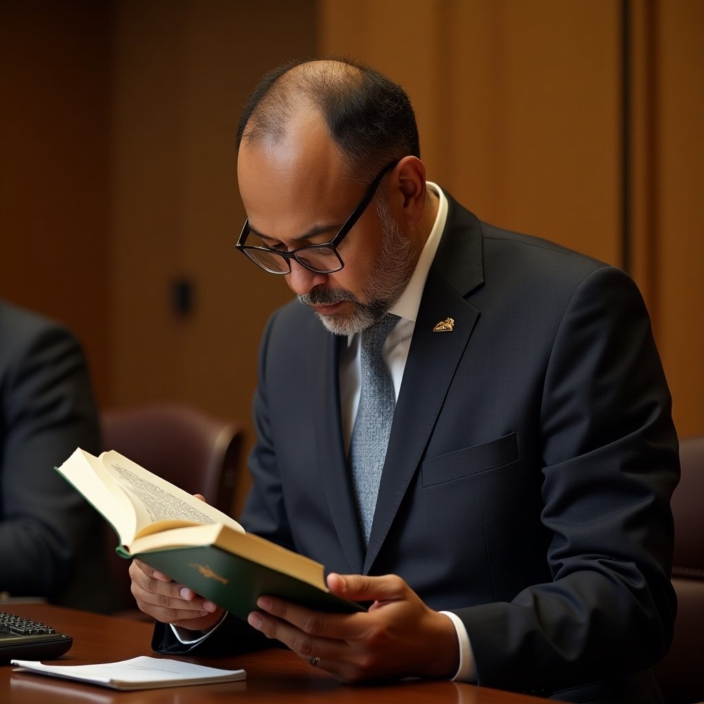 Ethiopian Prime Minister Abiy Ahmed reading a book by Jawar Mohammed. The setting appears to be an office. The focus is on Abiy Ahmed's engagement with the book.