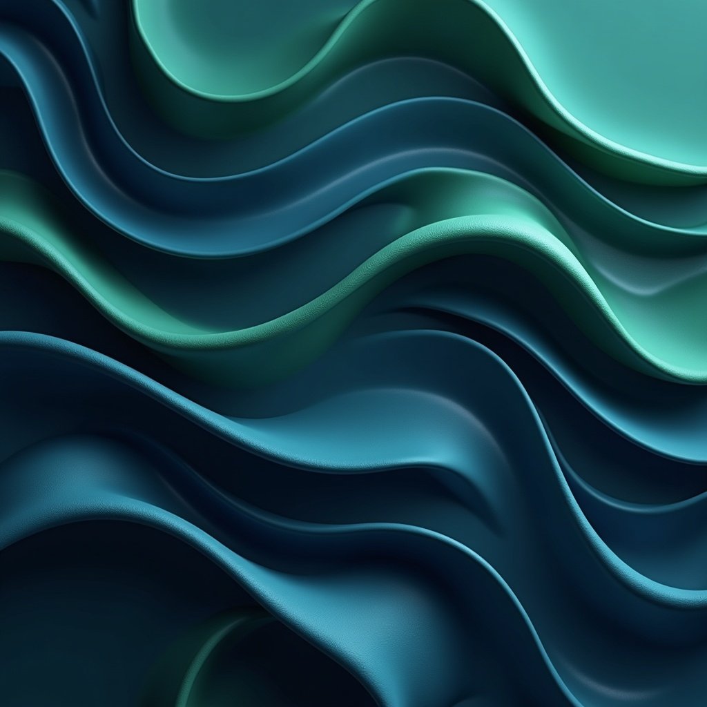 Lime and evergreen abstract background shows curved lines. Textured design with flowing patterns. Blue and black color scheme with dark gray background. Created in the style of Ram Chandra Shukla. Represents net art and ocean waves.