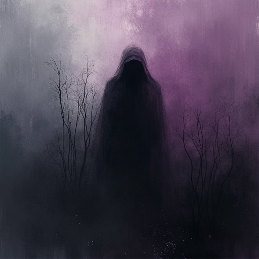A moody abstract interpretation featuring translucent oblivion colors. Dark shades create omens like a taste of the dark. Colors blend in gradients with grunge and dirt textures. Shadows and grit present, emphasizing indistinct shapes. This represents abstract expressionism in an artsy manner.