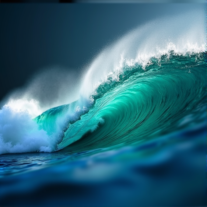 A vibrant, curling ocean wave captured in motion.