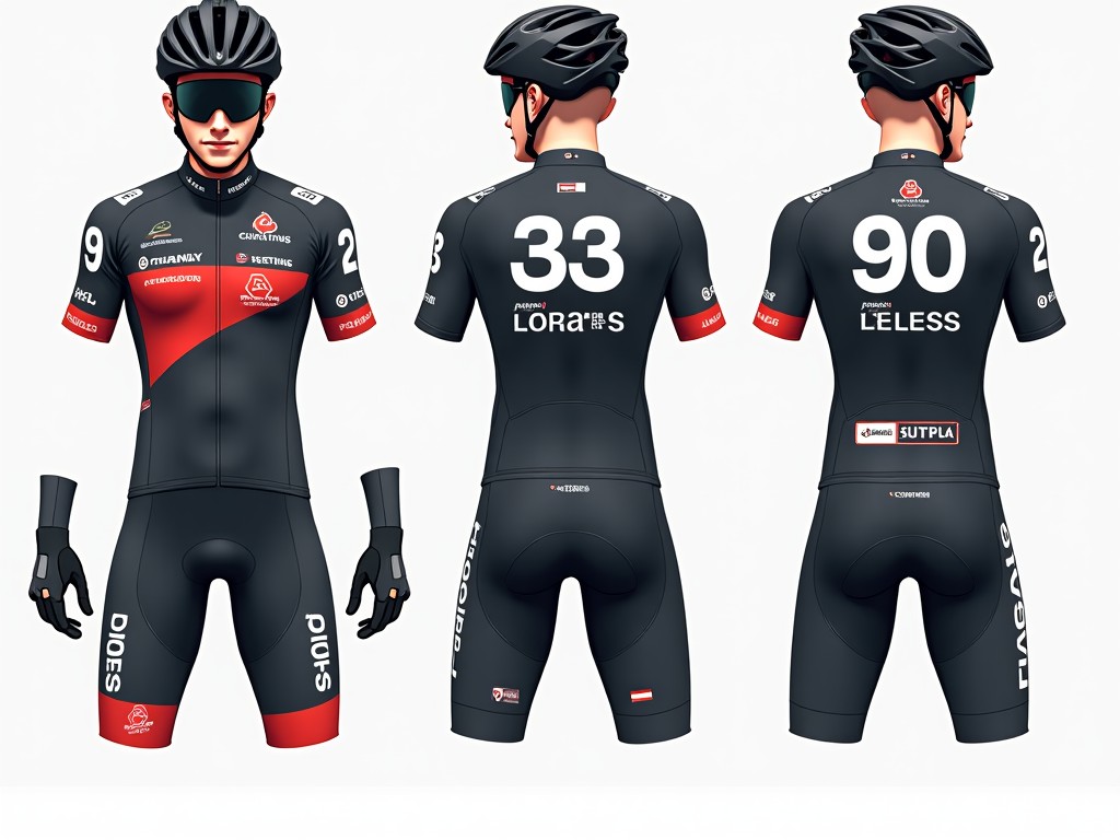 Professional Cycling Kit Design with Race Numbers and Advertising Spaces Flux AI Image