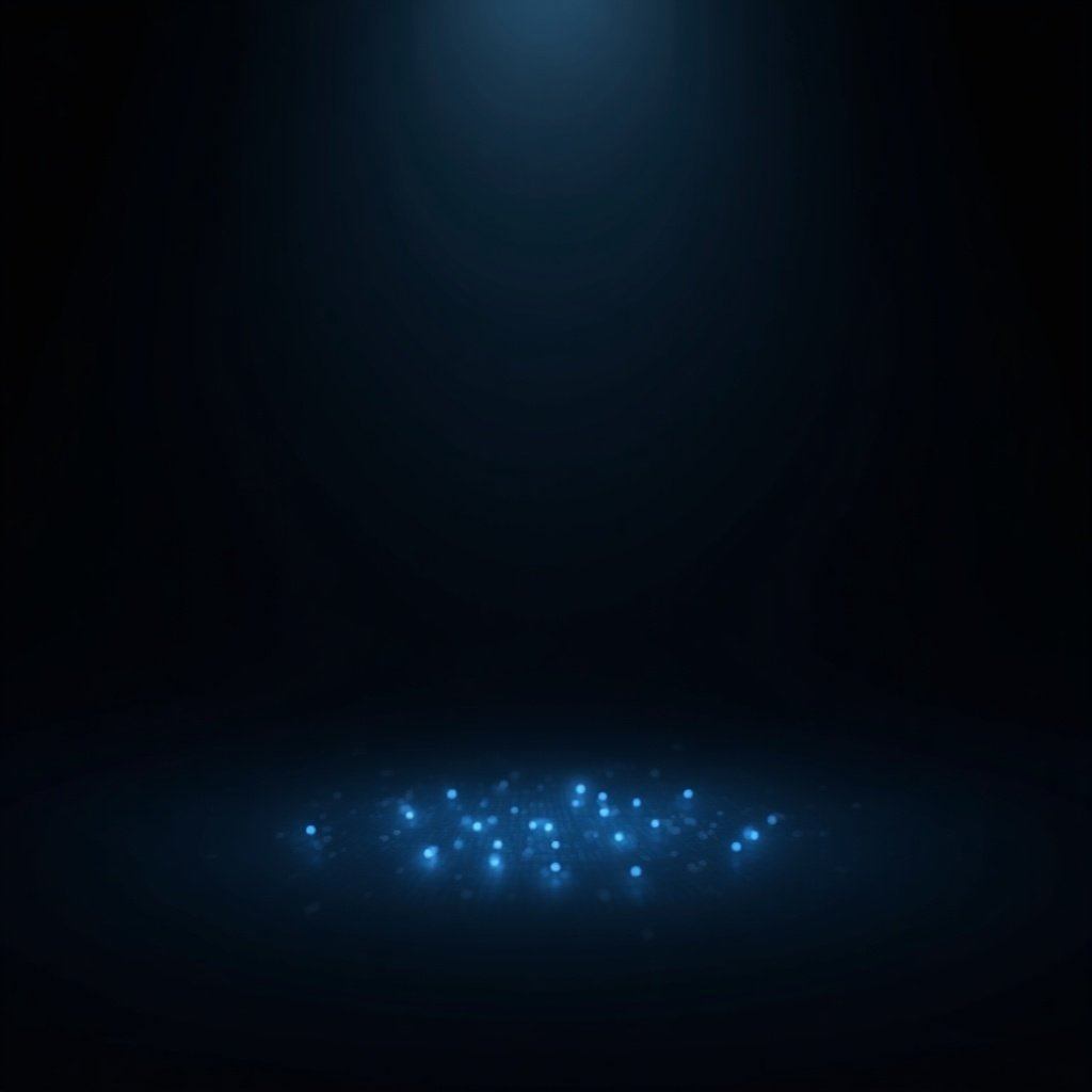 Image features sleek dark gradient background transitioning from black to dark blue. Surface has subtle circular circuit pattern. Gradient creates an elegant atmosphere. Center glow draws attention. Ideal for tech-related content.