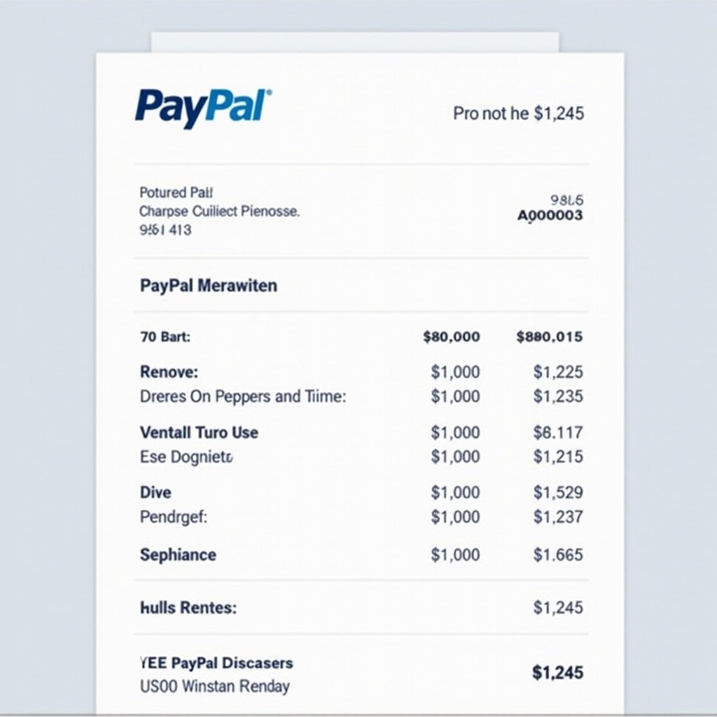 Image of a PayPal payment receipt. Receipt shows a total payment of $1,245. Includes line items with amounts. PayPal logo at top. Clear and professional design.