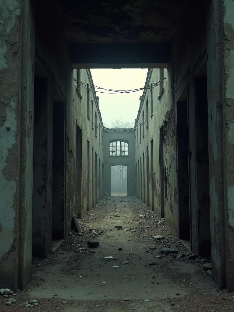 Walk through a dark crumbling doorway. Enter weathered buildings. Experience a sense of dread. Capture post-apocalyptic vibes.