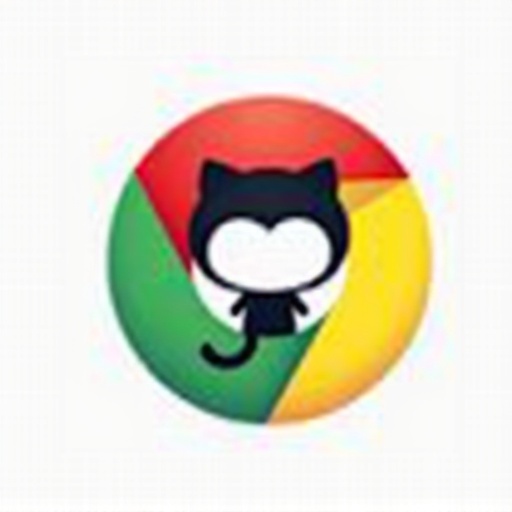 Sleek modern logo combines Chrome browser logo with GitHub’s Octocat. Octocat styled minimally holding Chrome logo. Uses silver, red, yellow, and green with black and white tones. Design is clean and simple. Logo should be recognizable even at small sizes.