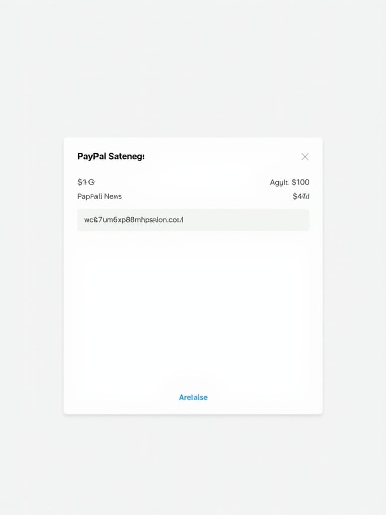 Example of PayPal transaction receipt showing payment details. Total amount displayed is $100. Includes email address for transaction. Layout is minimalistic and simple with a blank background. Focus on essential transaction information.