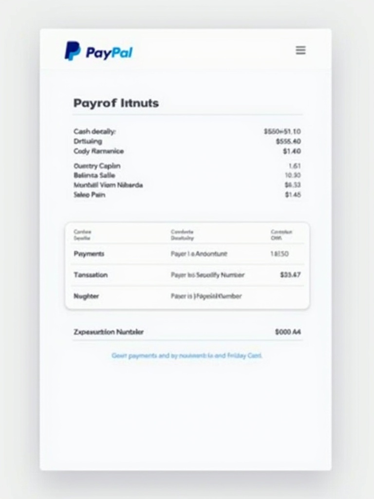 Document features the PayPal logo payer details transaction amount and transaction number. The design is clean and ideal for online payments.