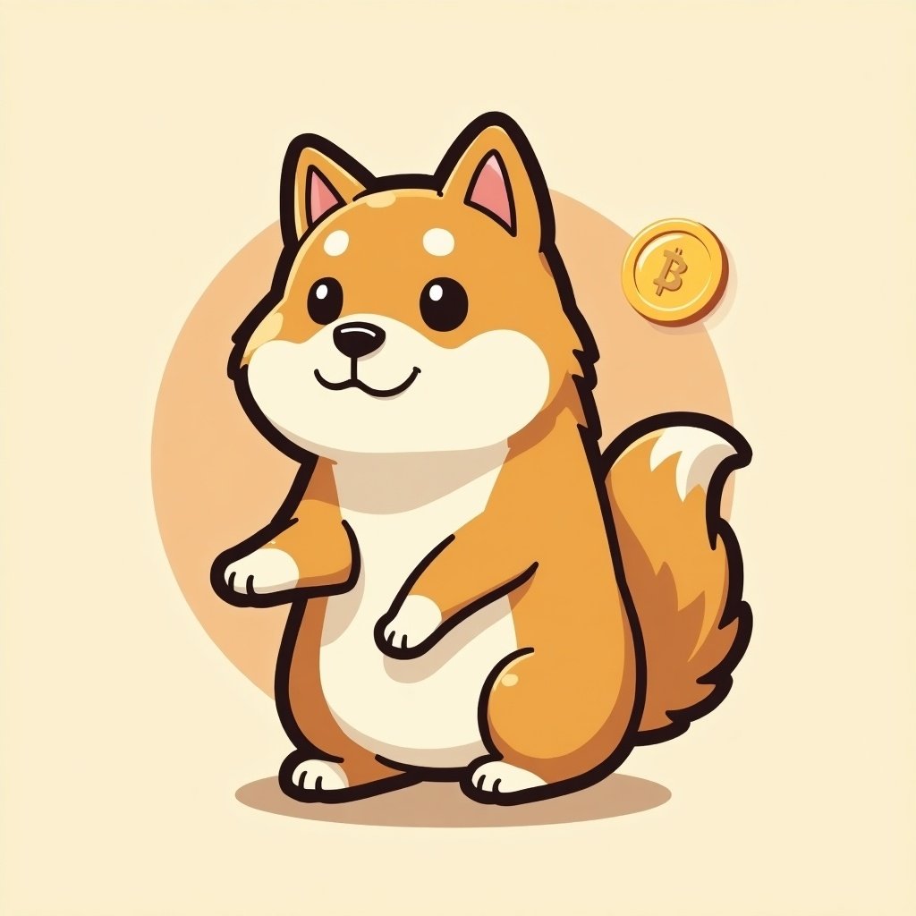 Shiba Inu styled as animated character for unique logo representing meme coin.