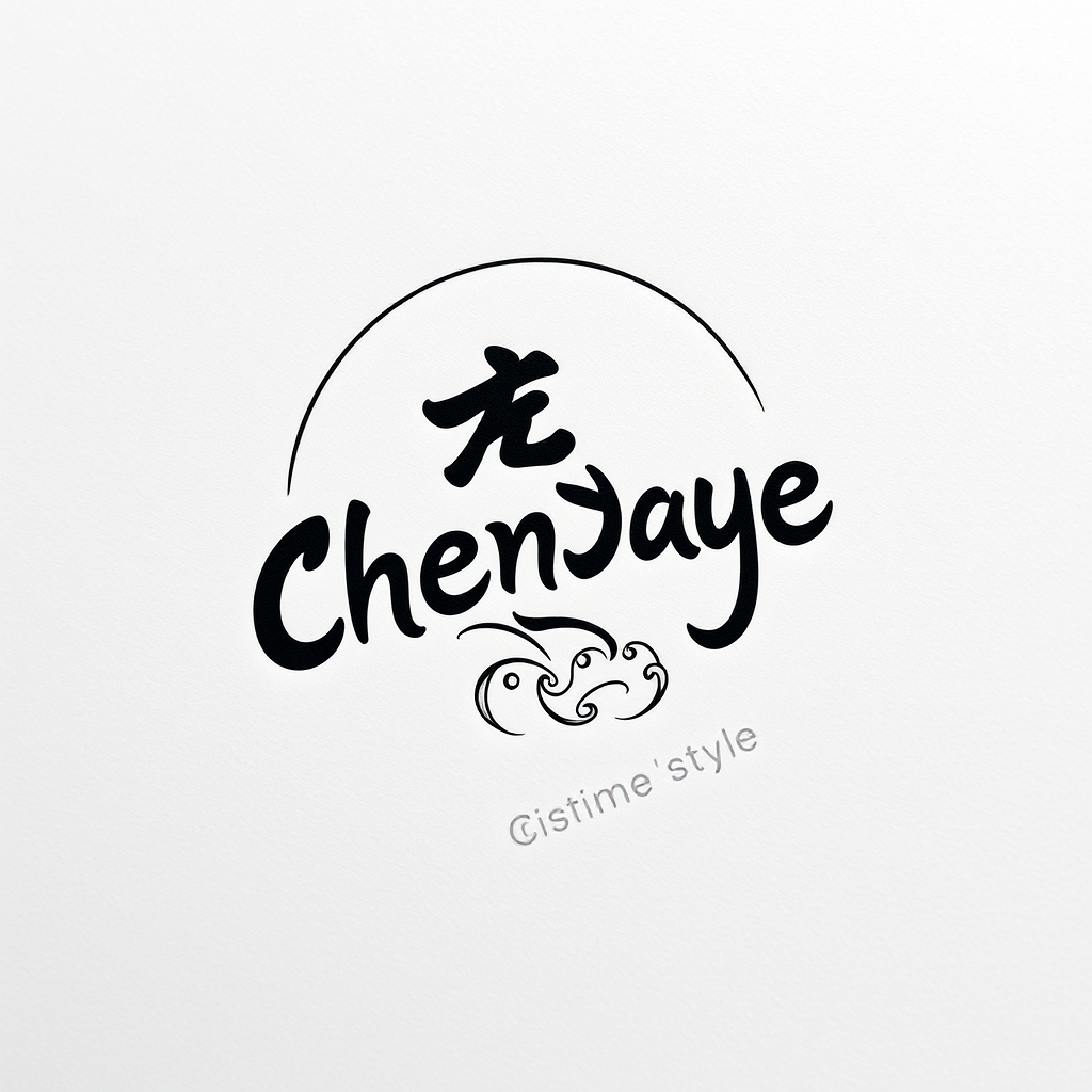 The image shows an elegant logo with the text "Chenjaye" in a stylish font, featuring decorative swirls and a partial arc above.