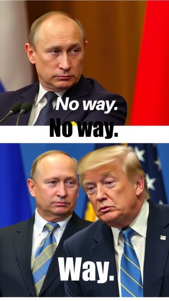 An image showing two well-known political figures in a humorous scenario with text, "No way. No way. Way.", implying a surprising agreement.