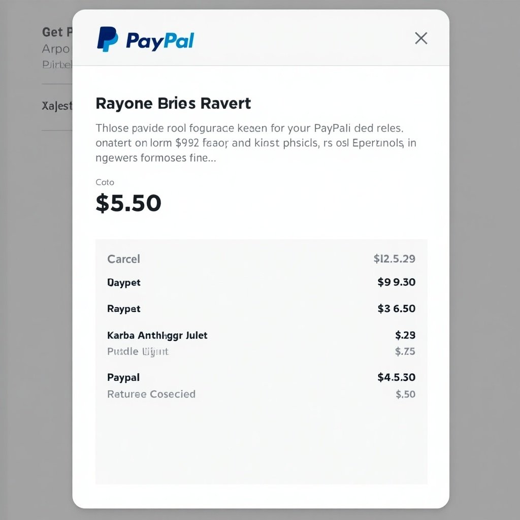 PayPal payment receipt displays a transaction of 5.50 dollars. Transaction details are clearly visible. Receipt includes items purchased and their prices.