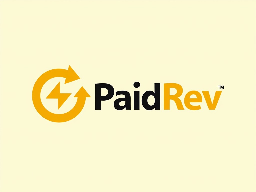 The image features the logo of a company named PaidRev. It showcases a vibrant yellow color, symbolizing energy and optimism. The logo includes two arrows in a circular motion, suggesting exchange or transfer. The text 'PaidRev' is prominently displayed to convey the company's name. The overall design is modern and eye-catching, suitable for a financial or tech service. It has a clean, professional appearance, designed to attract clients or partners.