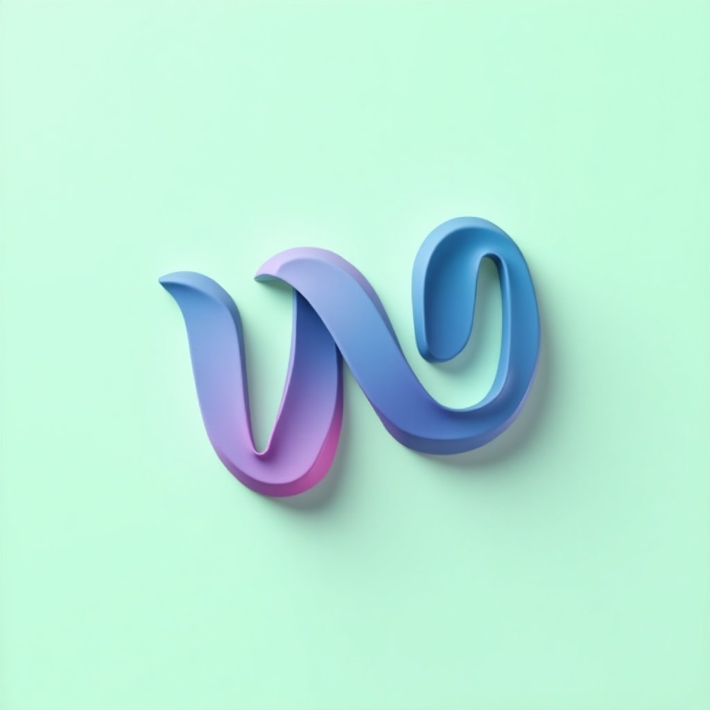 Minimalist logo design featuring UNO. Gradient blending blue and pink. Interlocking shapes. Light green background. Subtle shadow creating 3D effect. Sleek and professional look.