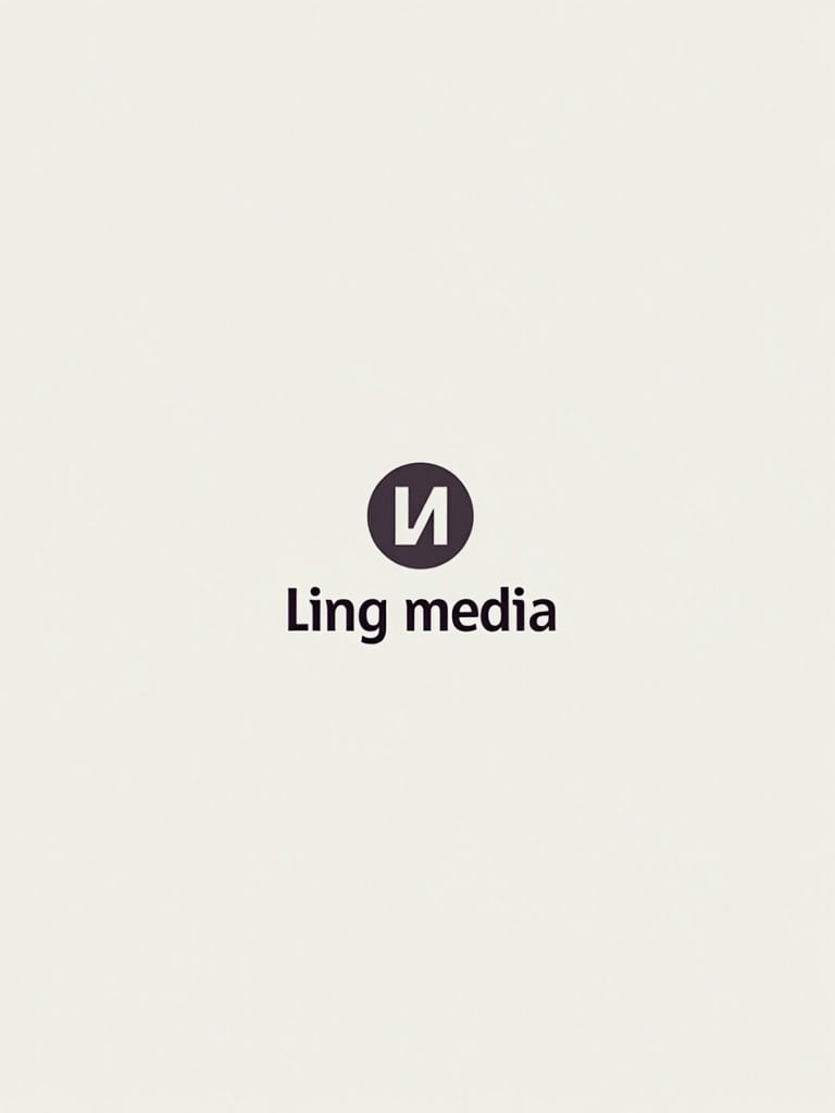 Minimalist logo design features acronym Ling Media. Bold and stylized text displayed on plain background.