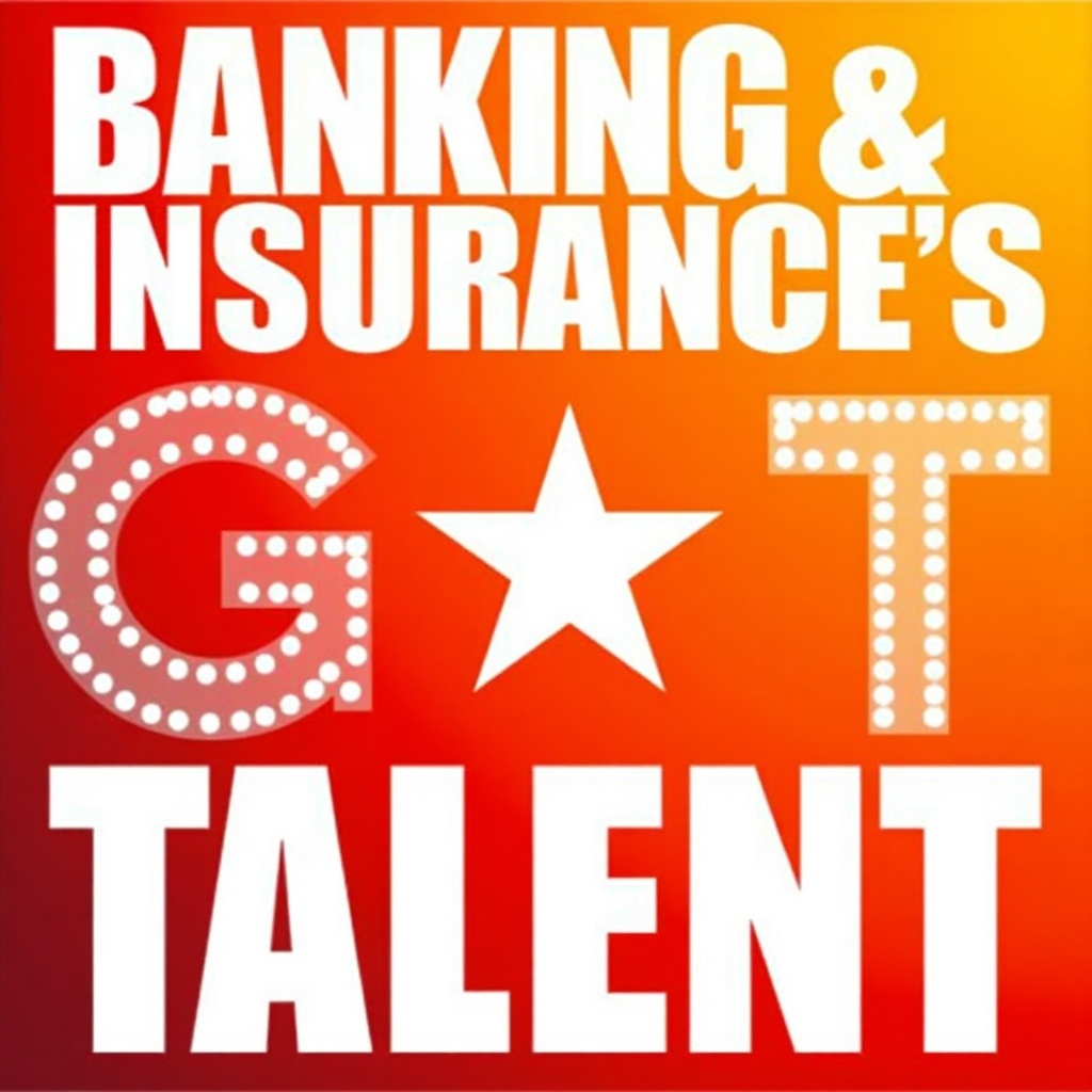 Modern bold typographic design with phrase 'BANKING & INSURANCE's GOT TALENT'. Features star symbol in 'GOT'. Red to orange gradient background. Suitable for entertainment industry promotional use.