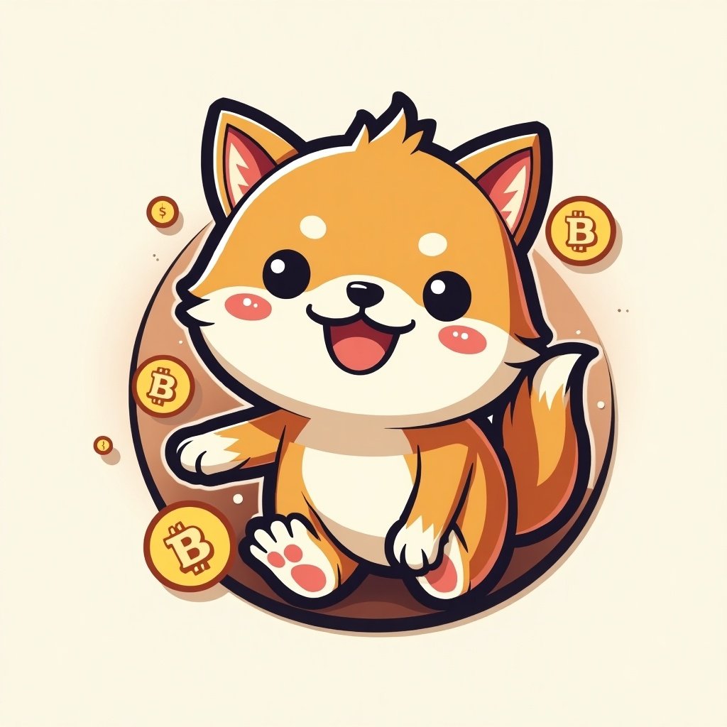 Shiba Inu styled as an animated character for a unique logo representing a meme coin.