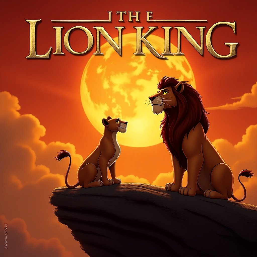 DVD cover featuring The Lion King title with lion characters on a cliff